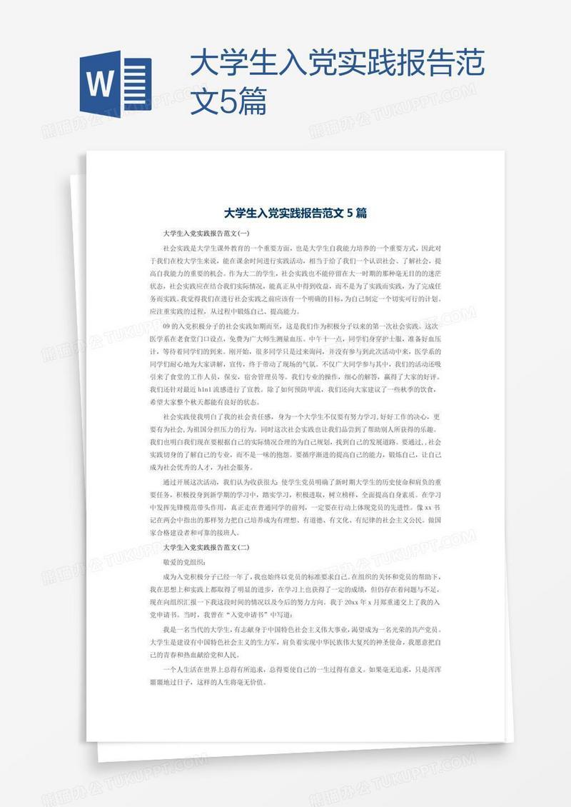 大学生入党实践报告范文5篇