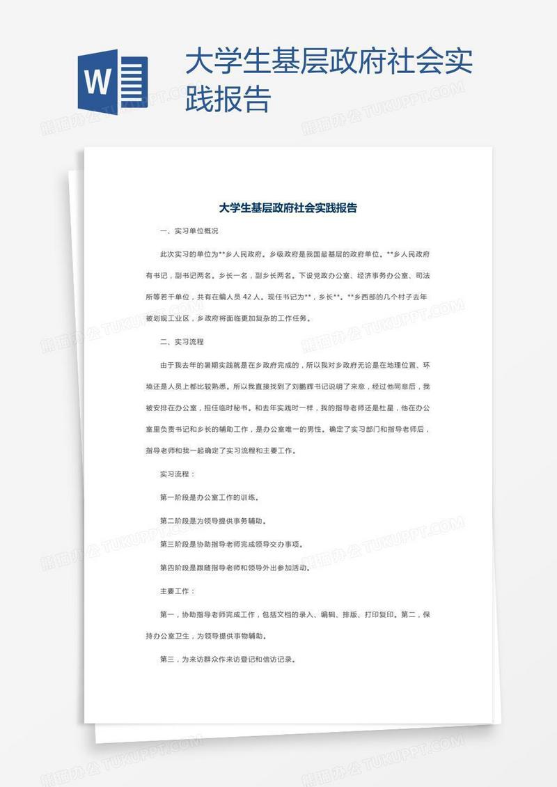 大学生基层政府社会实践报告