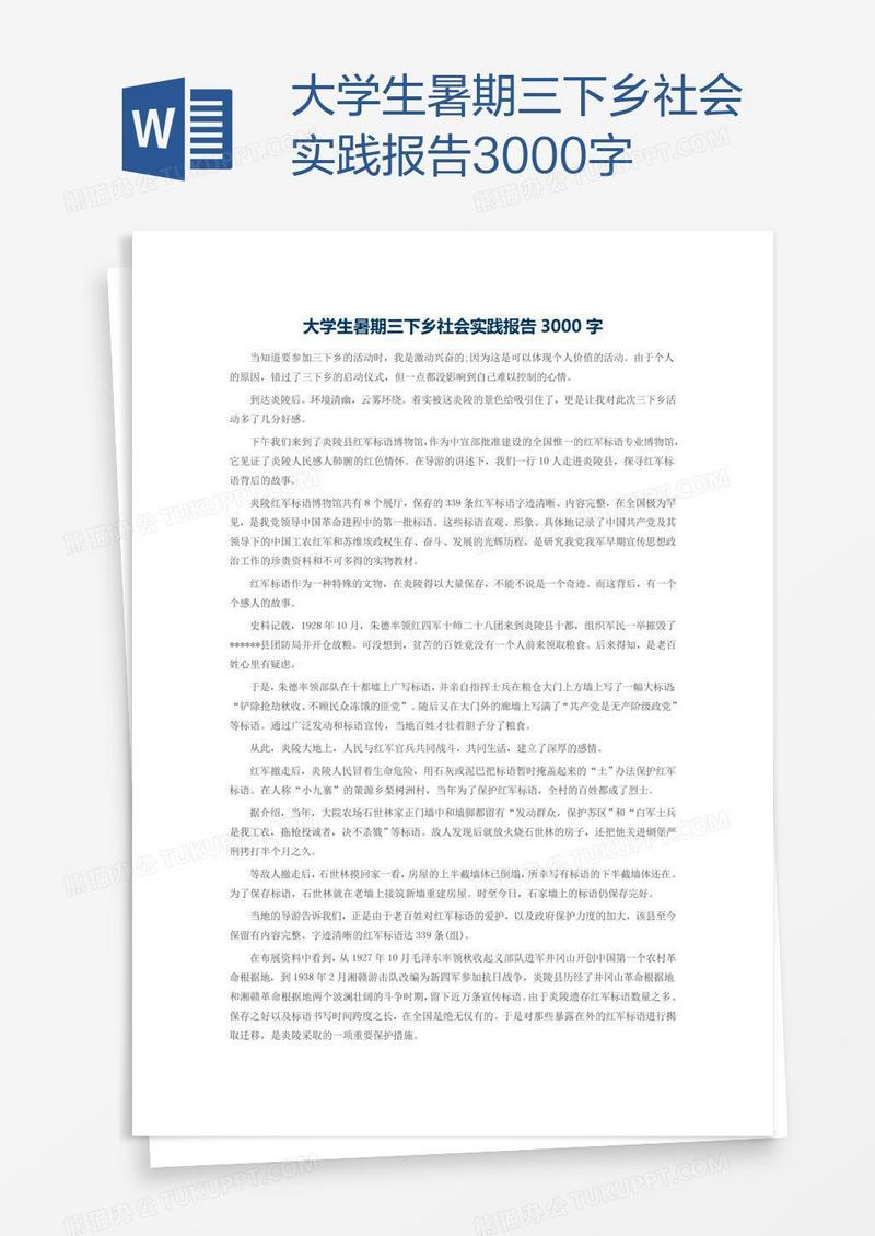 大学生暑期三下乡社会实践报告3000字