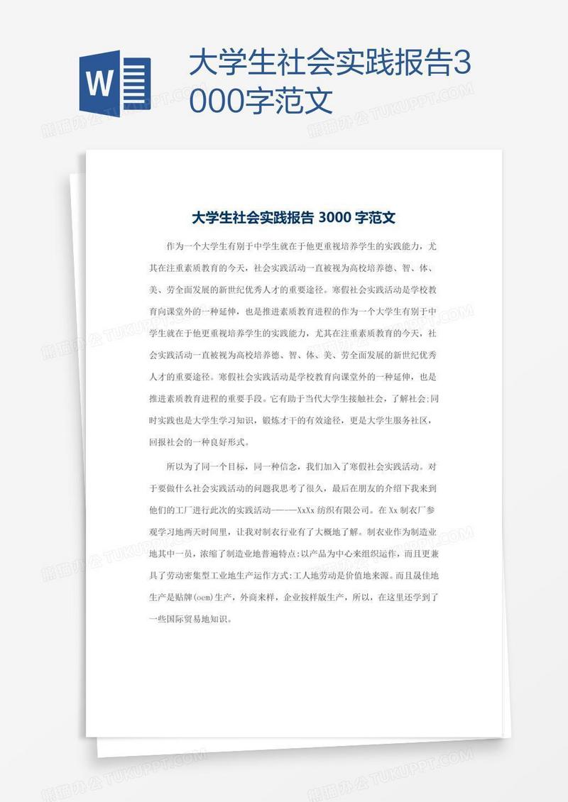 大学生社会实践报告3000字范文