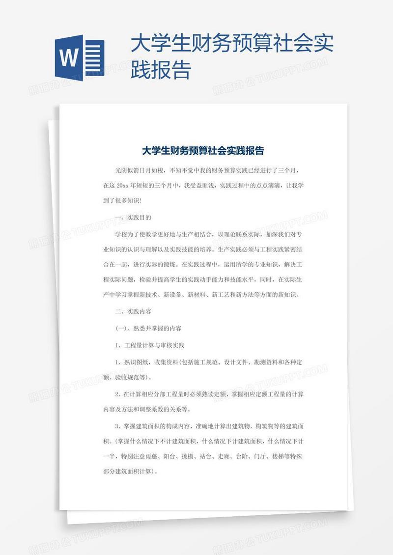 大学生财务预算社会实践报告