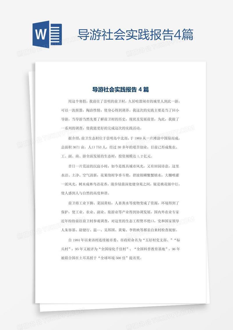 导游社会实践报告4篇
