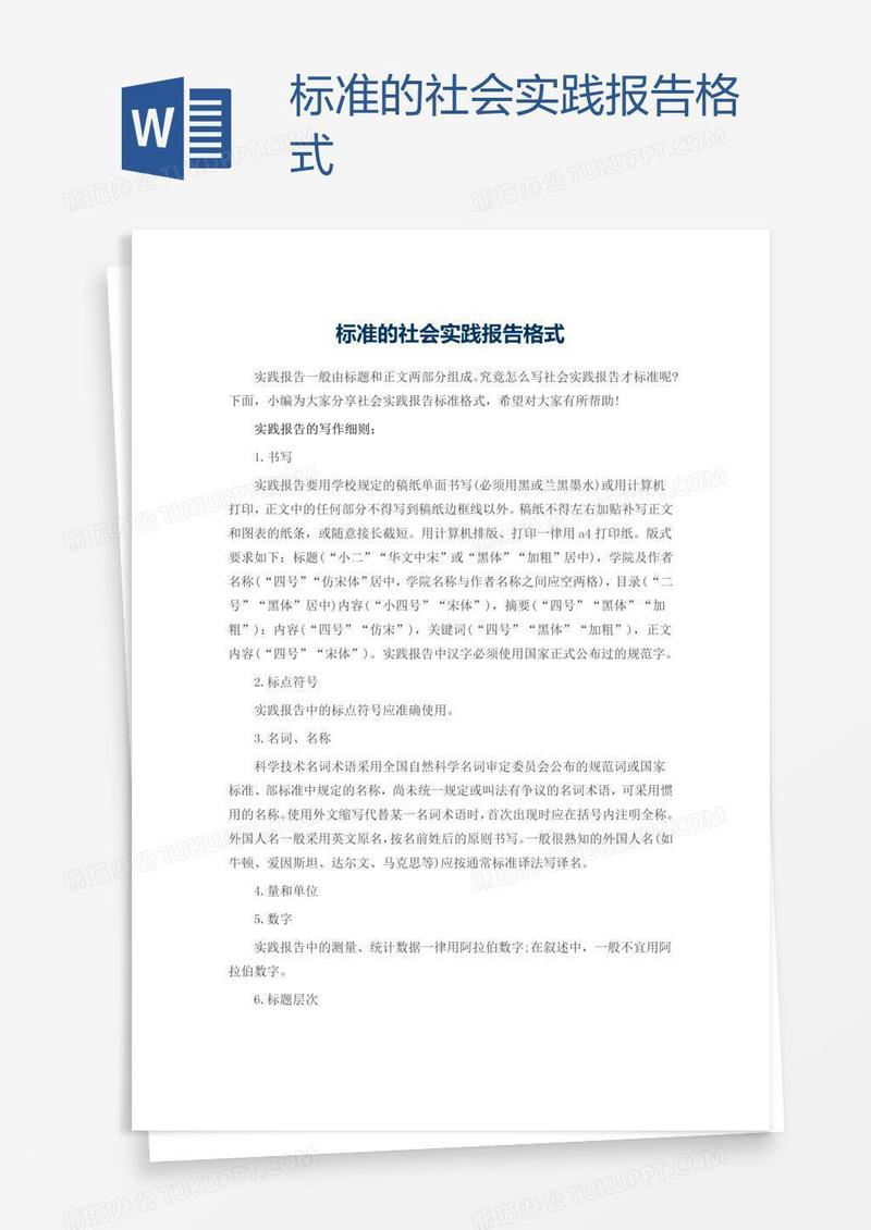 标准的社会实践报告格式