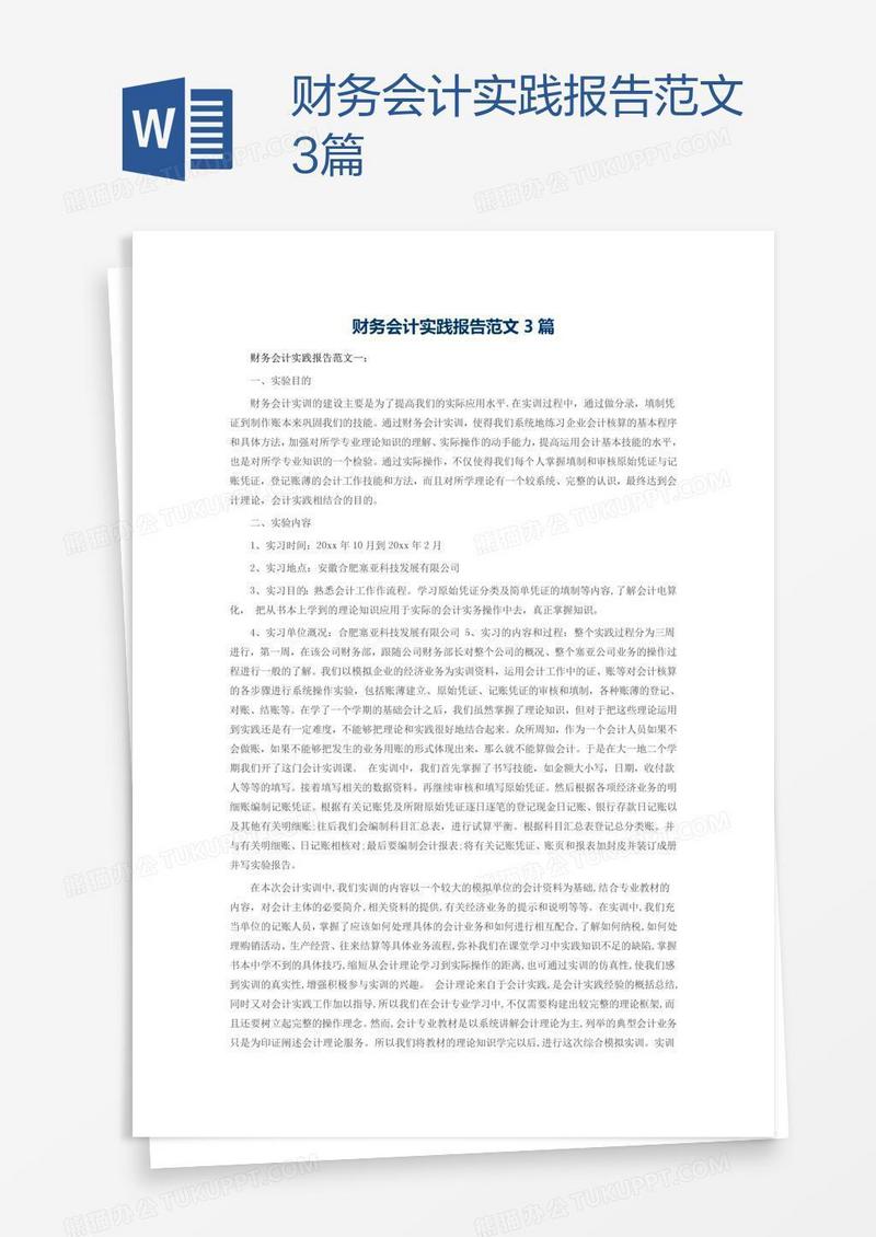 财务会计实践报告范文3篇