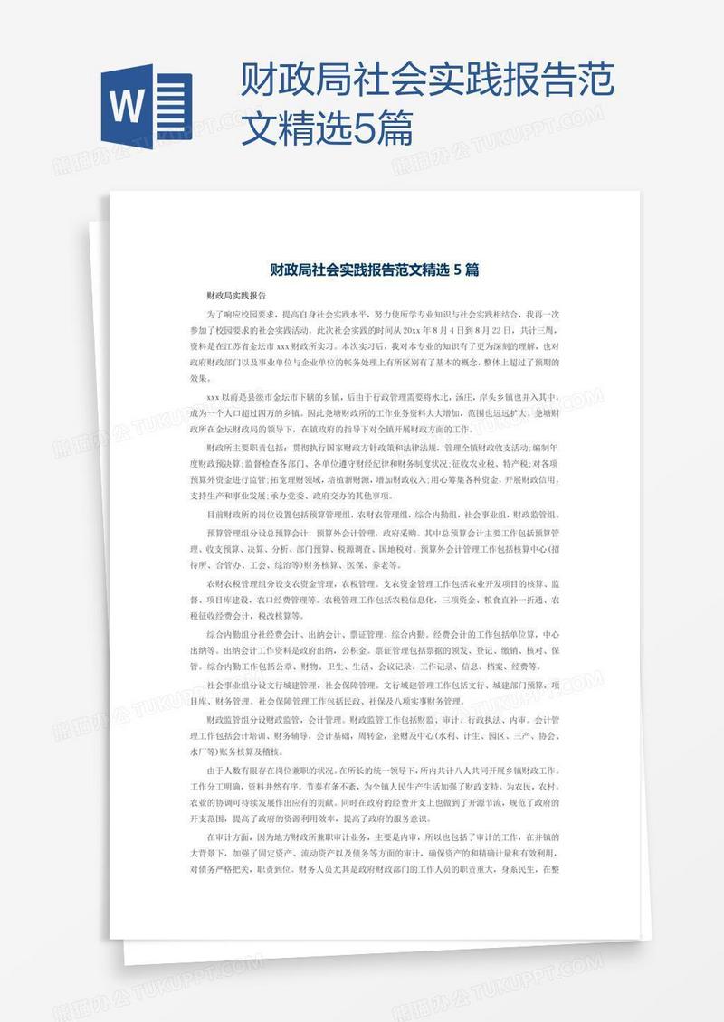 财政局社会实践报告范文精选5篇