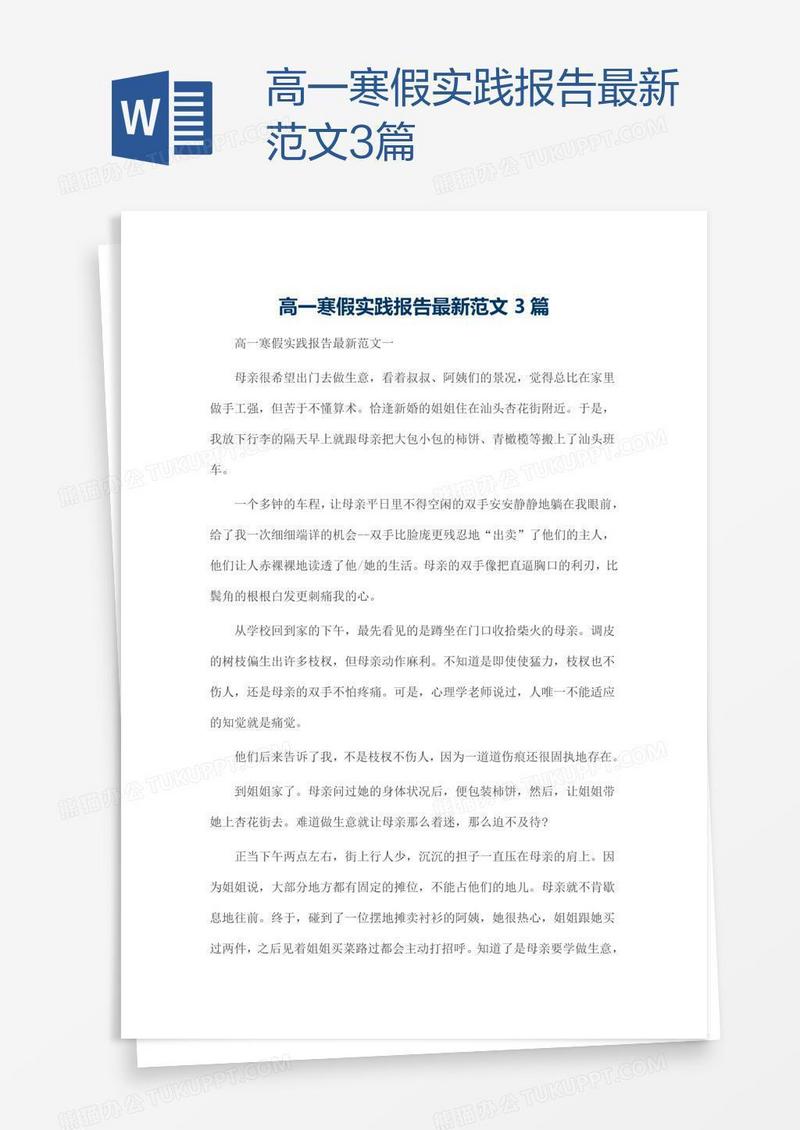 高一寒假实践报告最新范文3篇