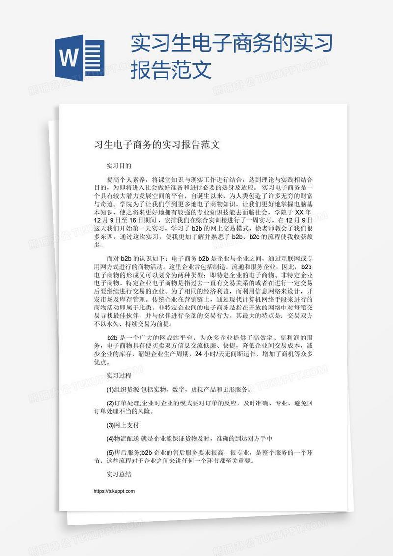 实习生电子商务的实习报告范文