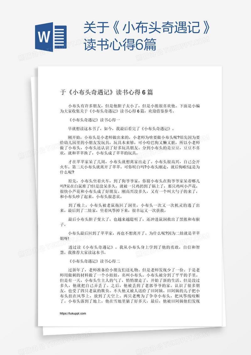 关于《小布头奇遇记》读书心得6篇