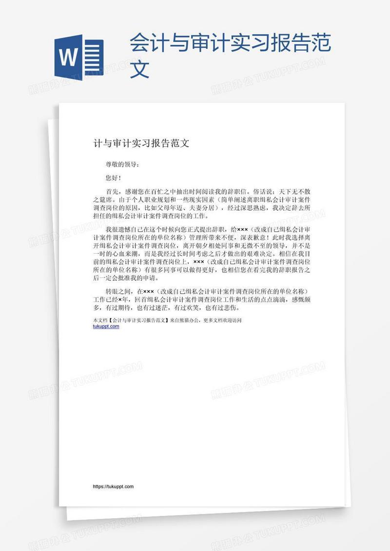 会计与审计实习报告范文