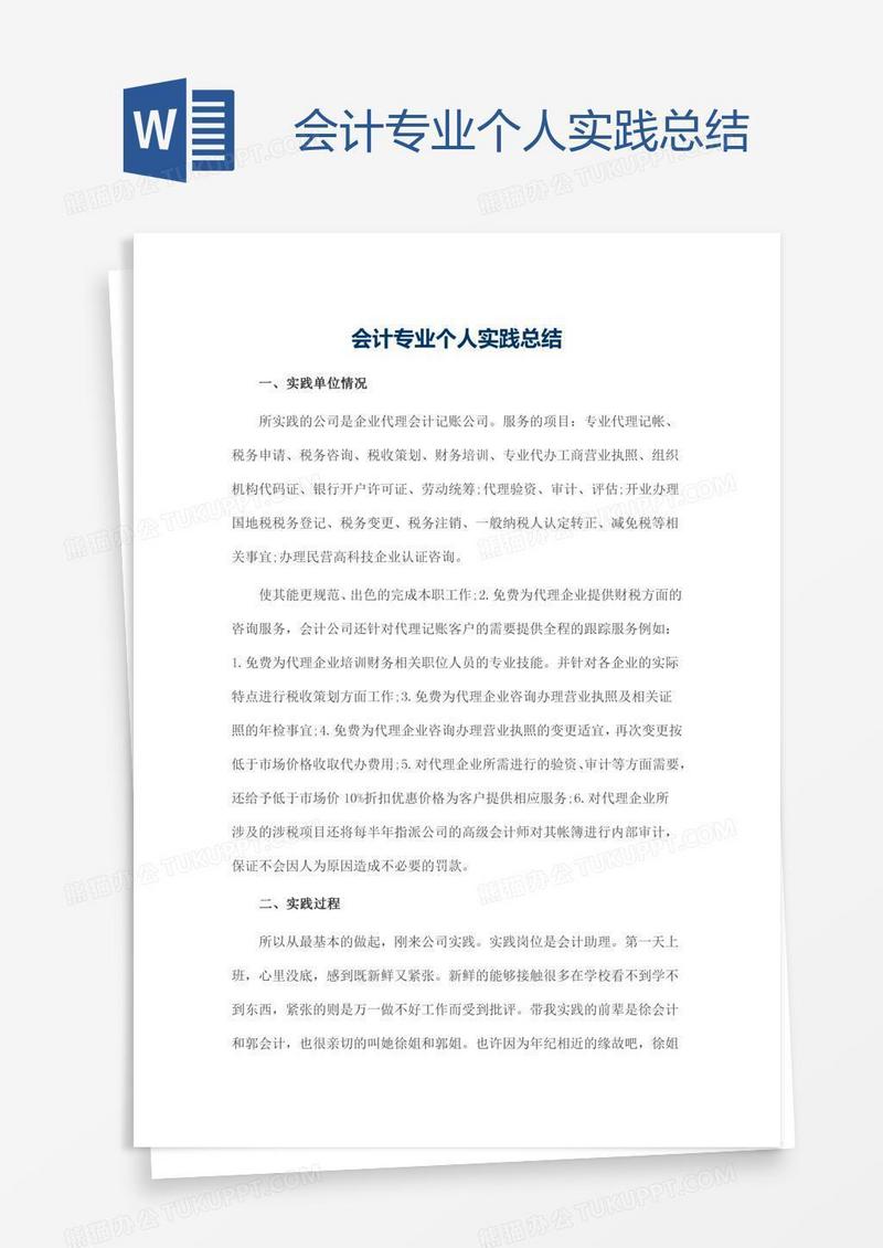 会计专业个人实践总结
