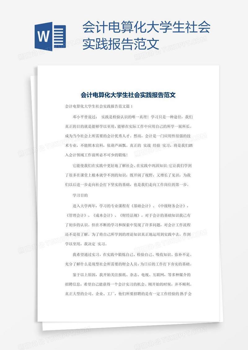 会计电算化大学生社会实践报告范文