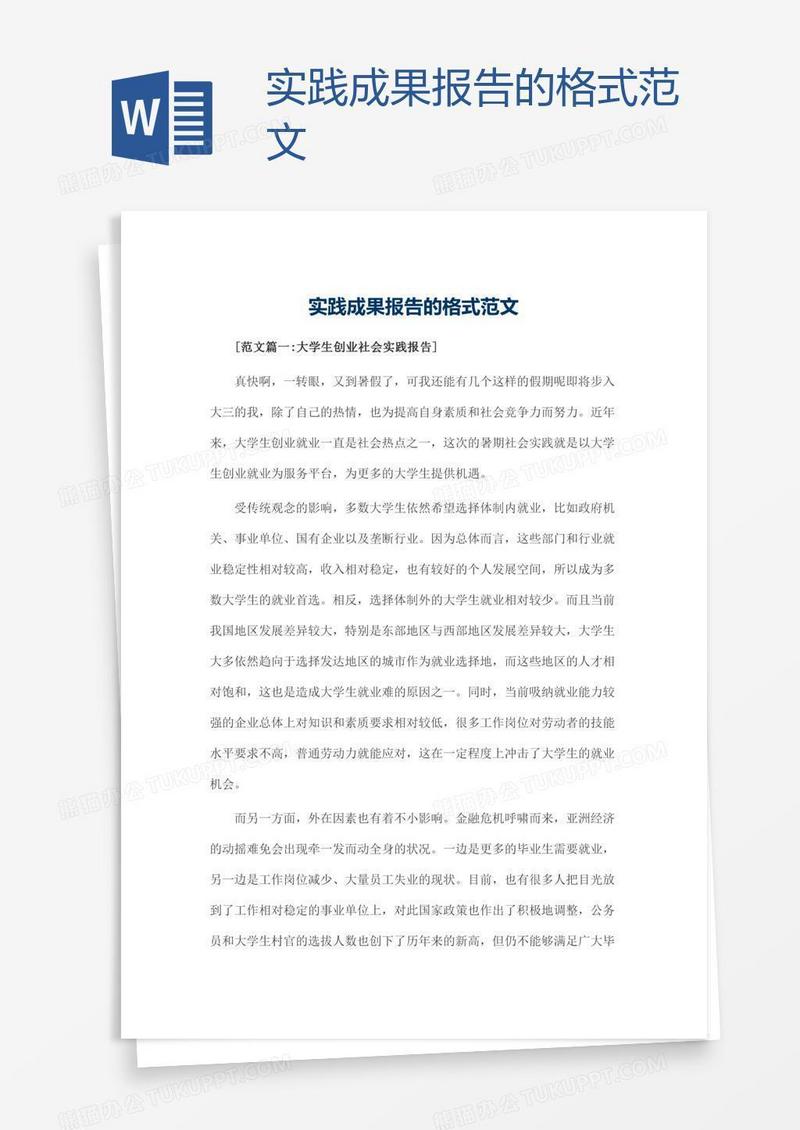 实践成果报告的格式范文