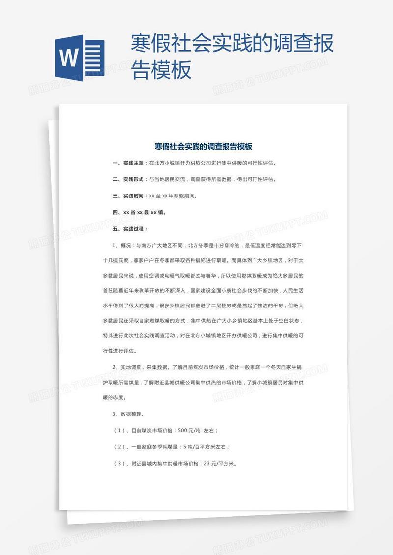 寒假社会实践的调查报告模板