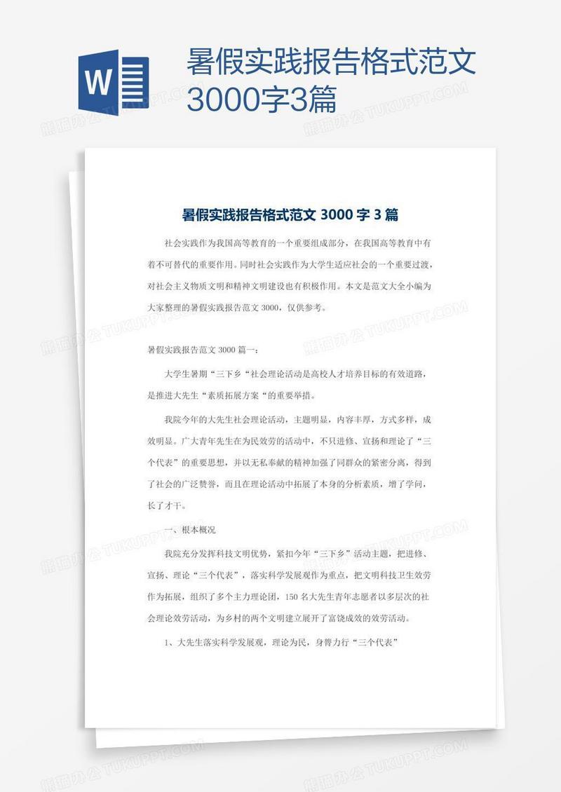 暑假实践报告格式范文3000字3篇