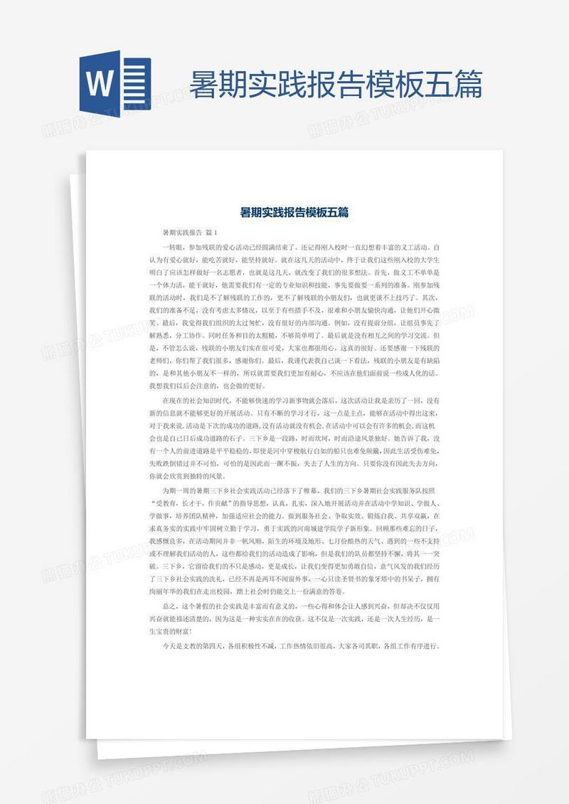 暑期实践报告模板五篇