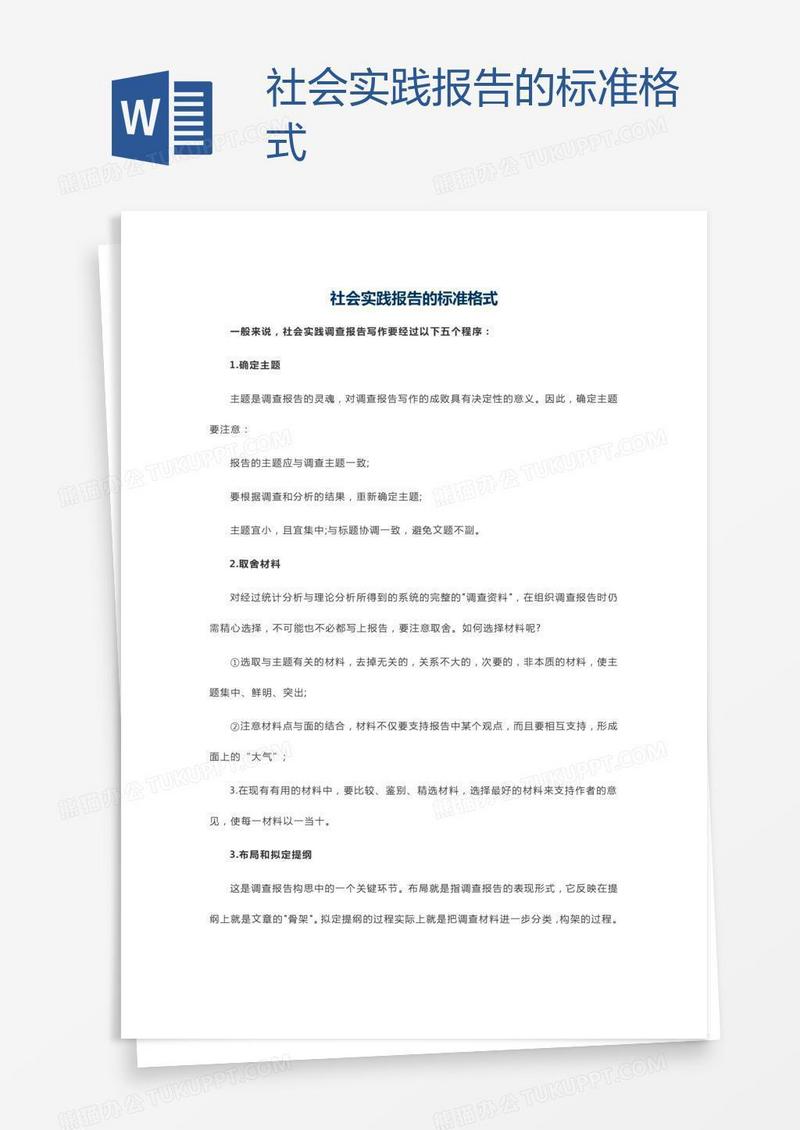社会实践报告的标准格式