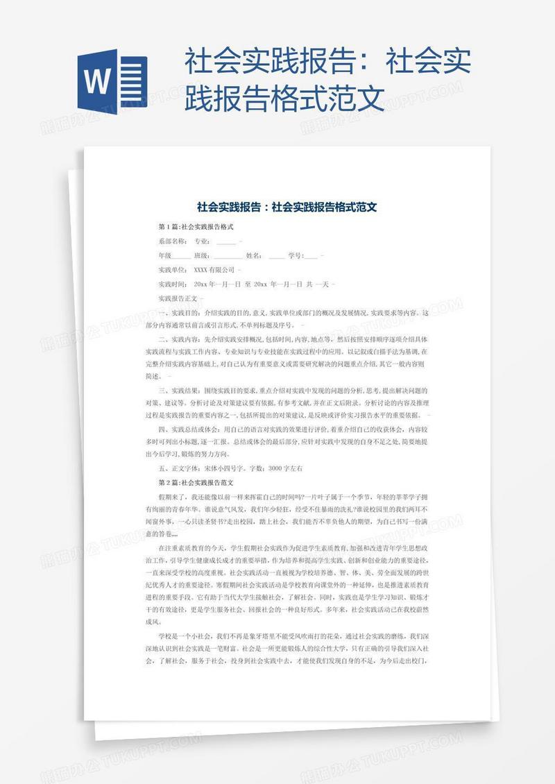 社会实践报告格式范文