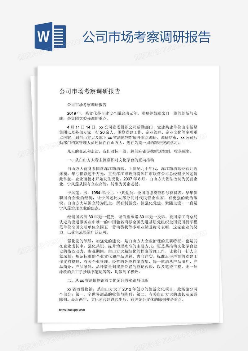 公司市场考察调研报告