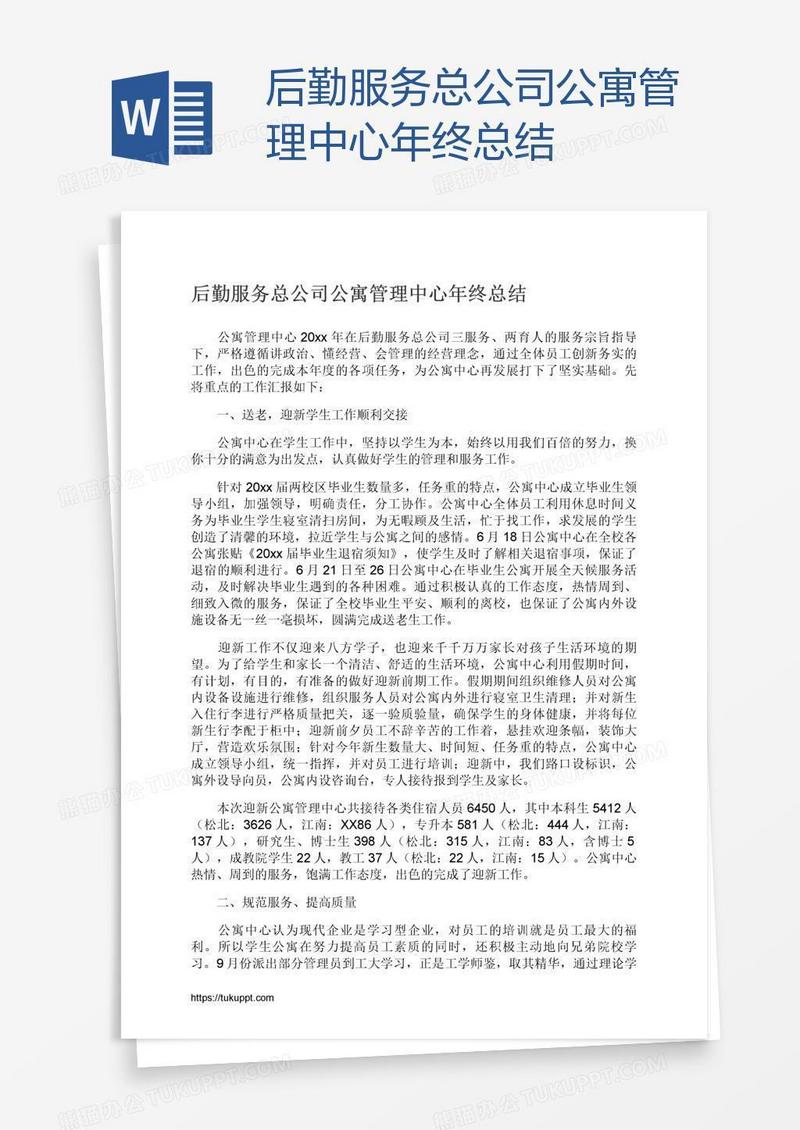 后勤服务总公司公寓管理中心年终总结