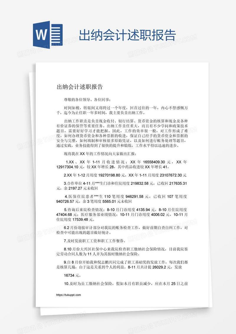 出纳会计述职报告