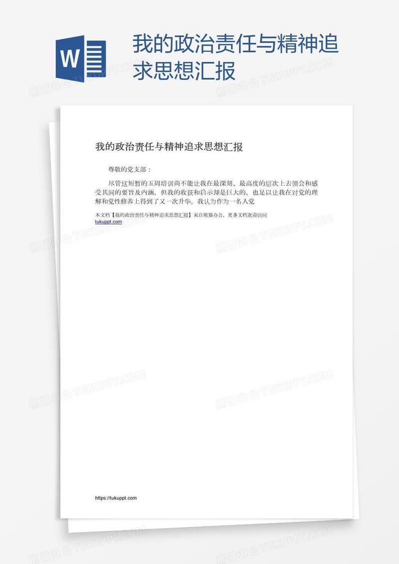 我的政治责任与精神追求思想汇报
