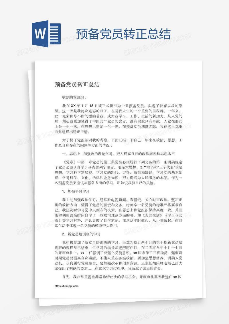 预备党员转正总结