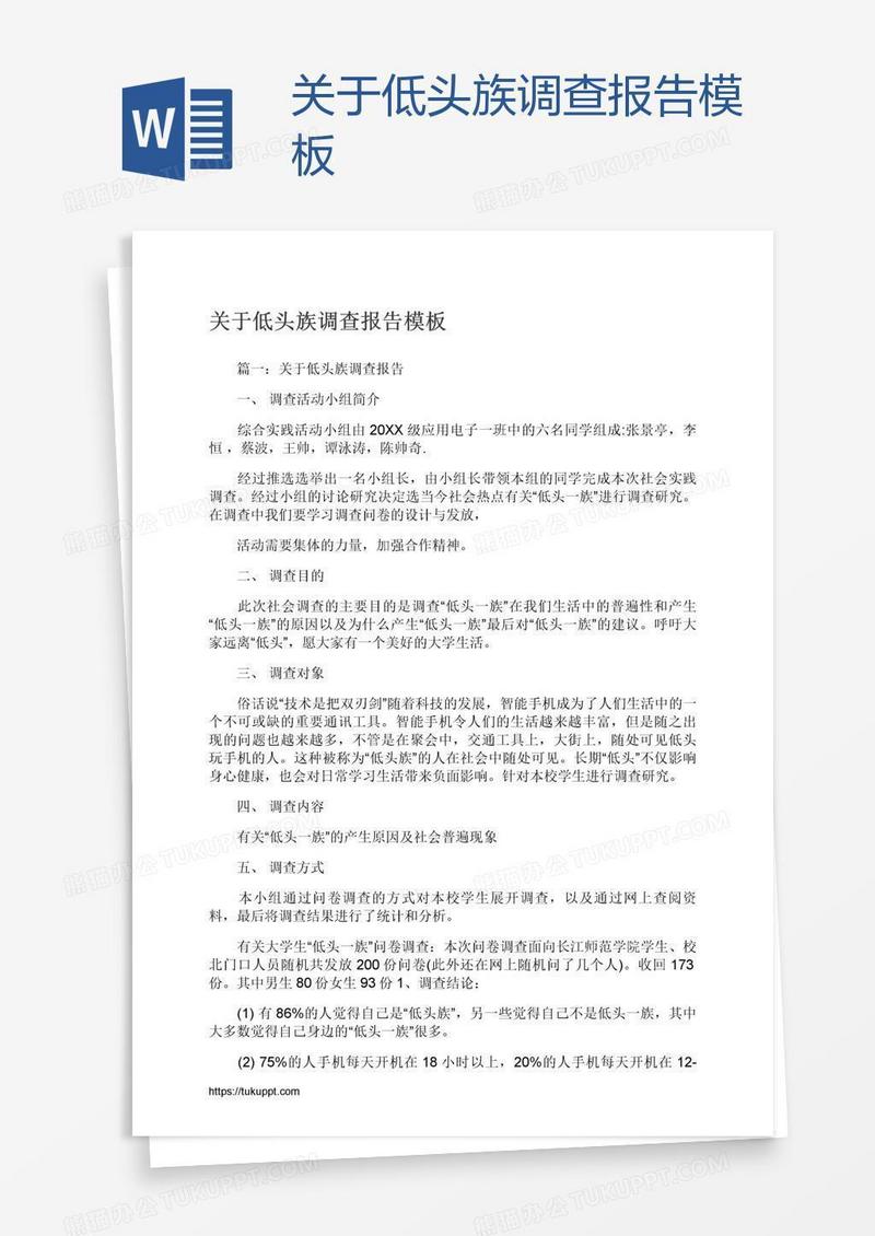 关于低头族调查报告模板