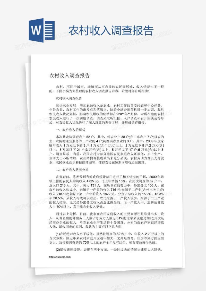 农村收入调查报告