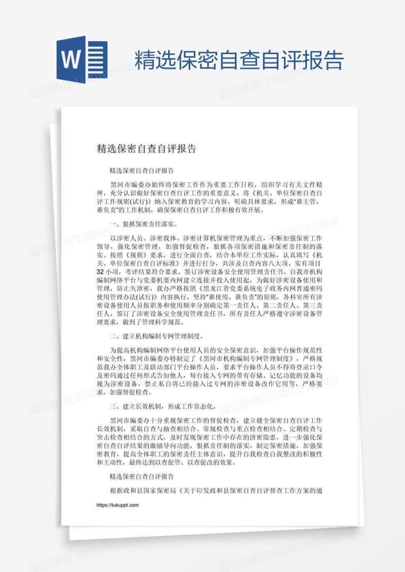 精选保密自查自评报告
