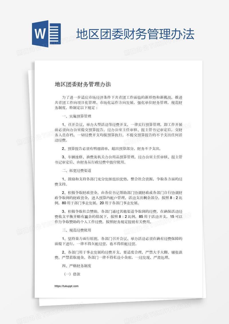 地区团委财务管理办法
