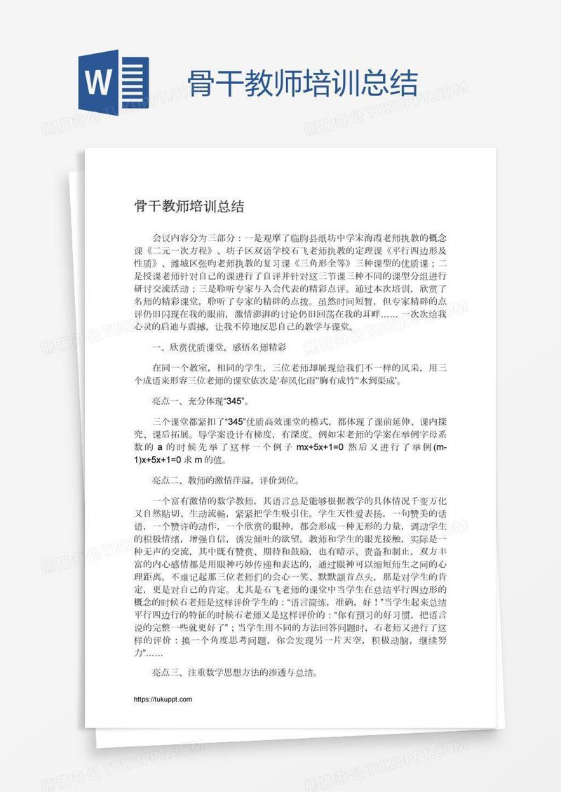 骨干教师培训总结