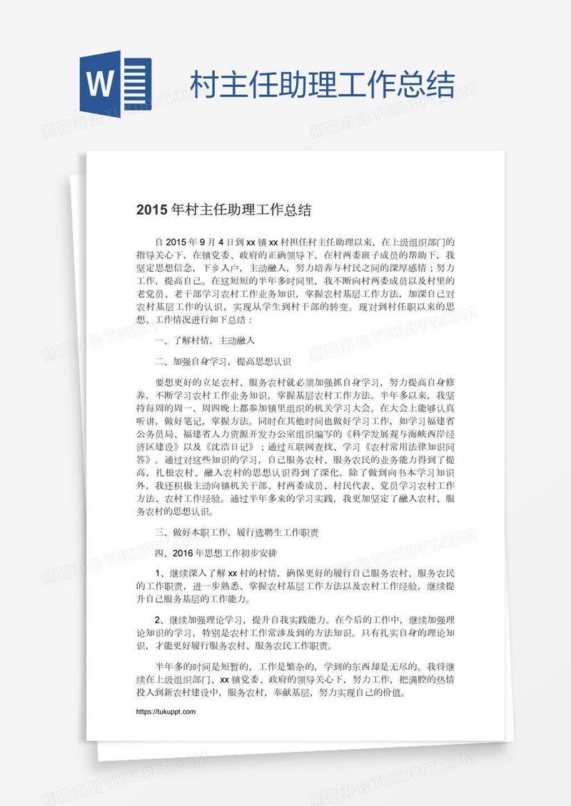 村主任助理工作总结