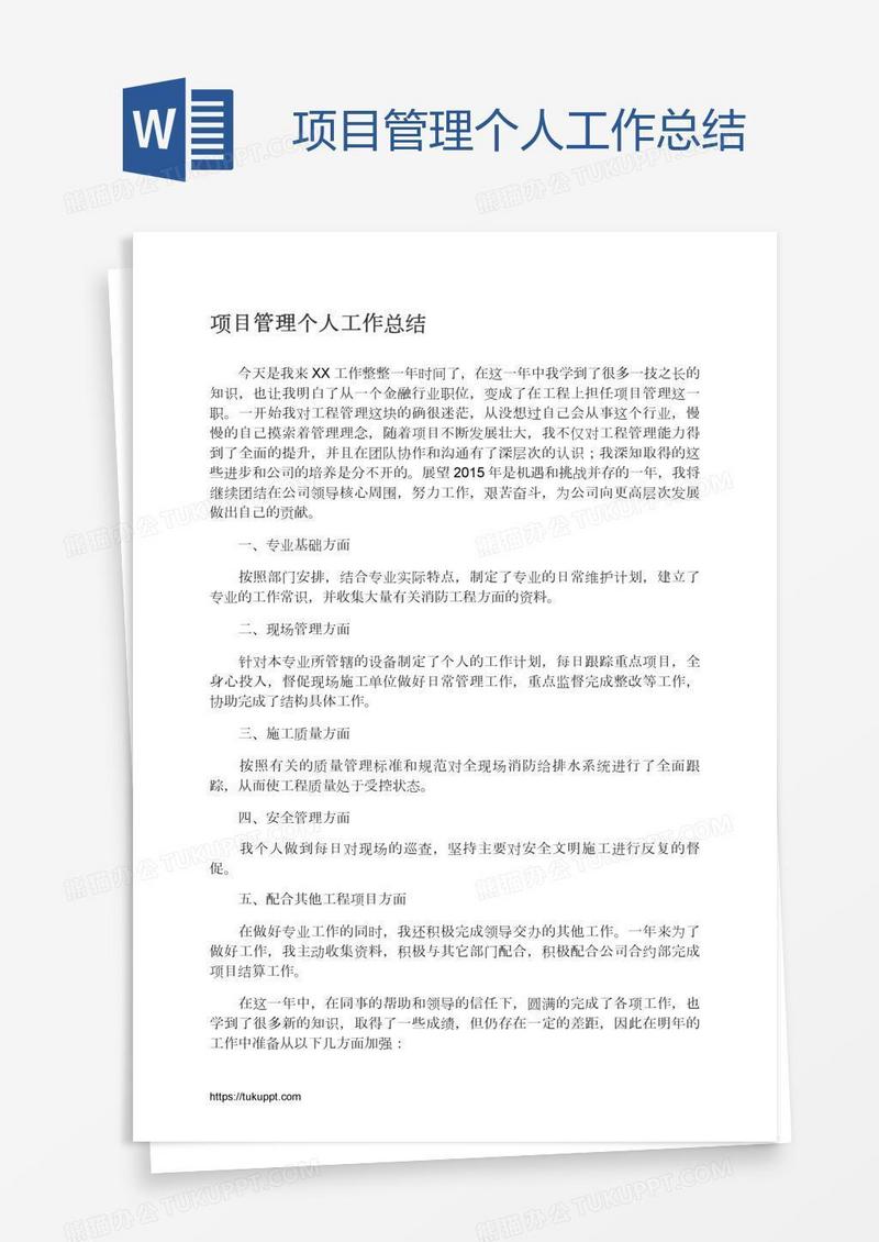 项目管理个人工作总结