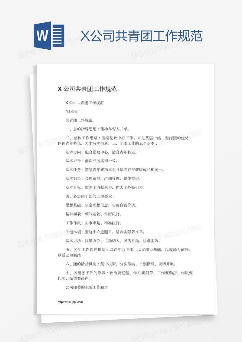 X公司共青团工作规范