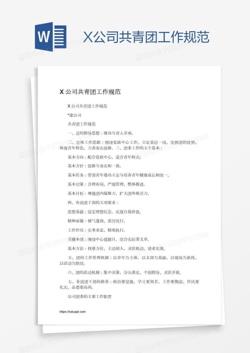 X公司共青团工作规范