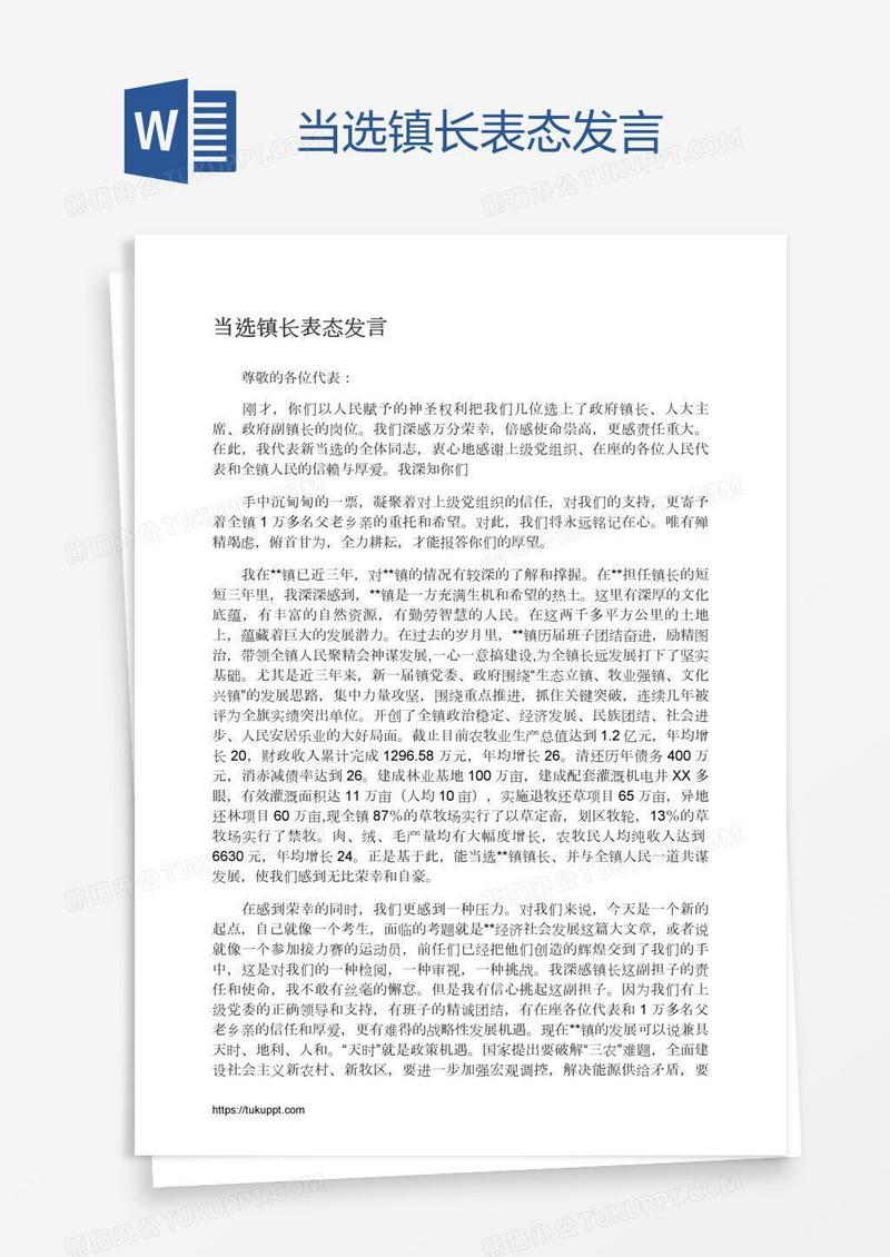 当选镇长表态发言