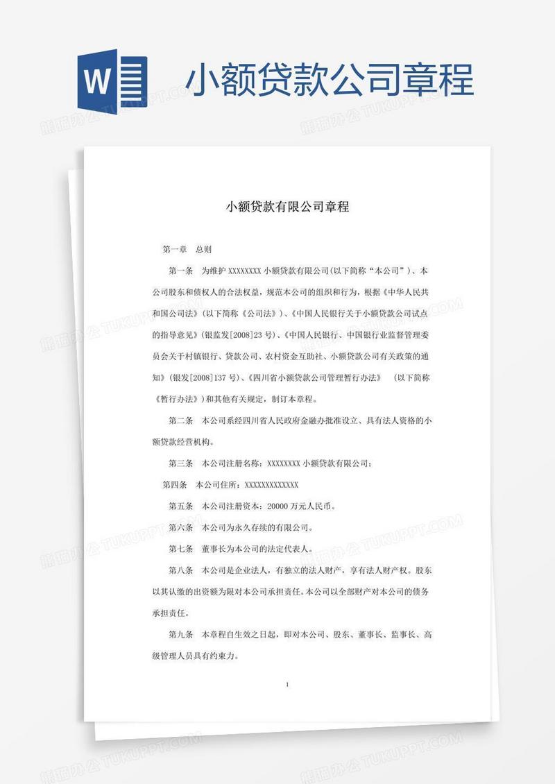 小额贷款公司章程