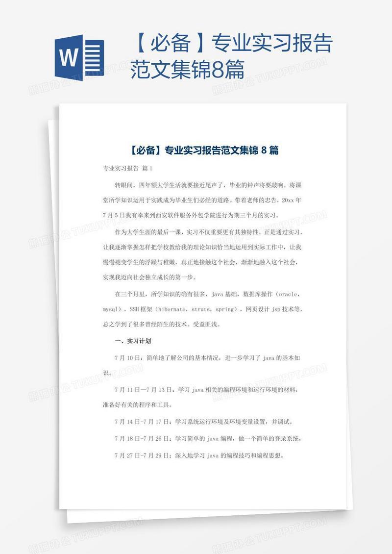 【必备】专业实习报告范文集锦8篇