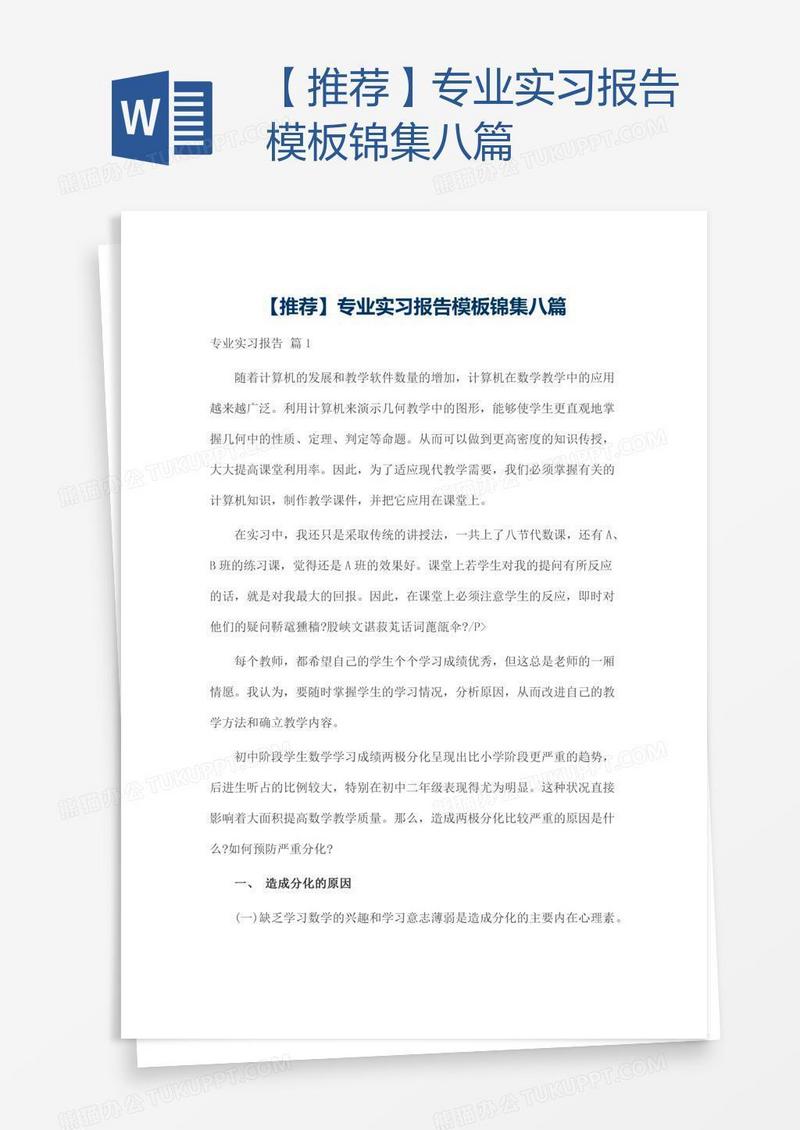 【推荐】专业实习报告模板锦集八篇