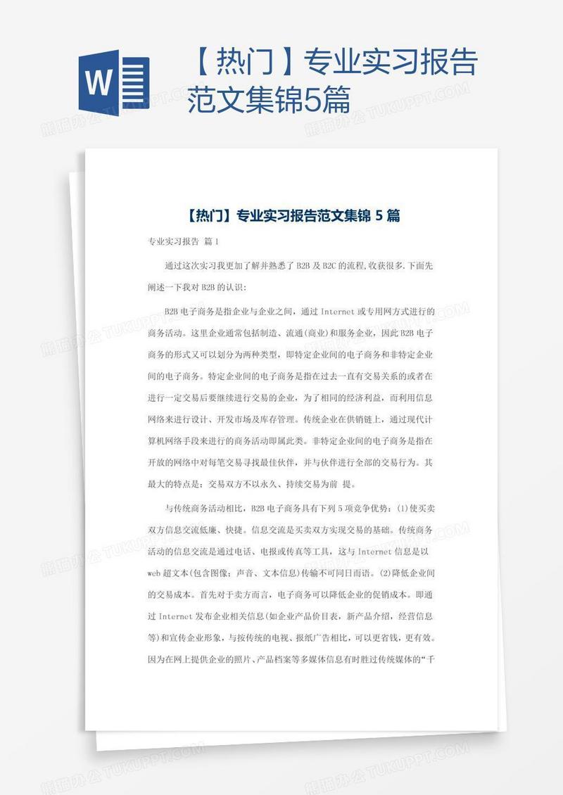 【热门】专业实习报告范文集锦5篇