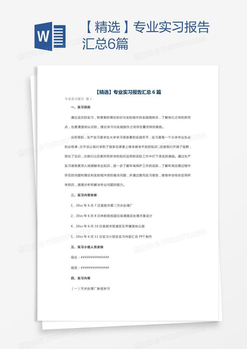 【精选】专业实习报告汇总6篇