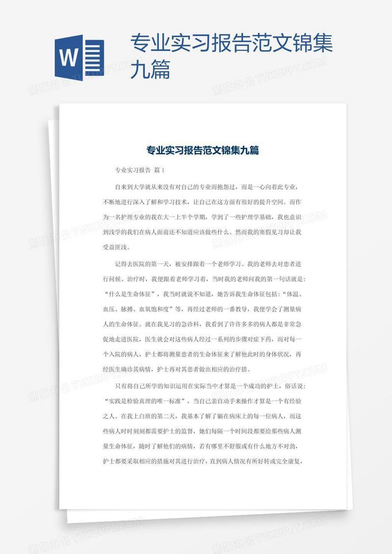 专业实习报告范文锦集九篇