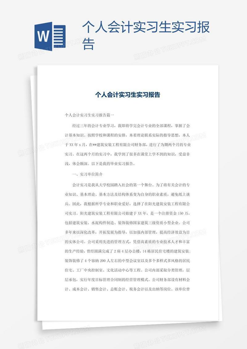 个人会计实习生实习报告