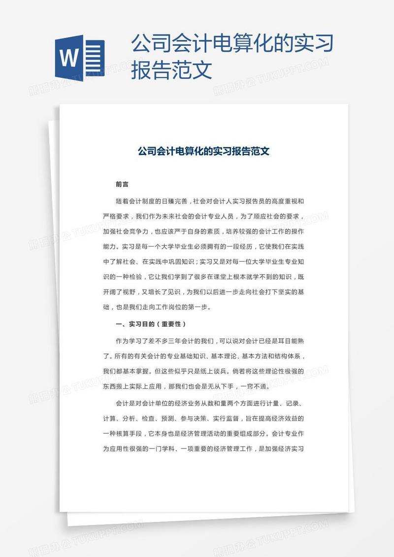 公司会计电算化的实习报告范文