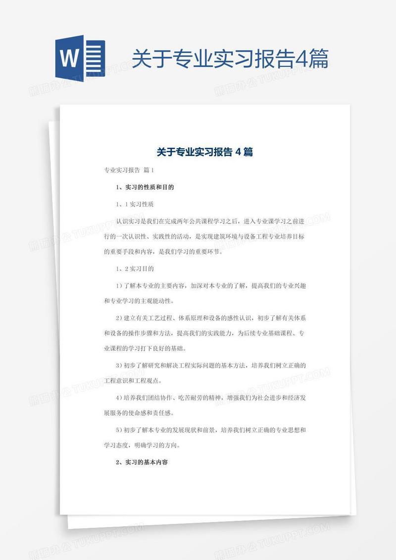 关于专业实习报告4篇