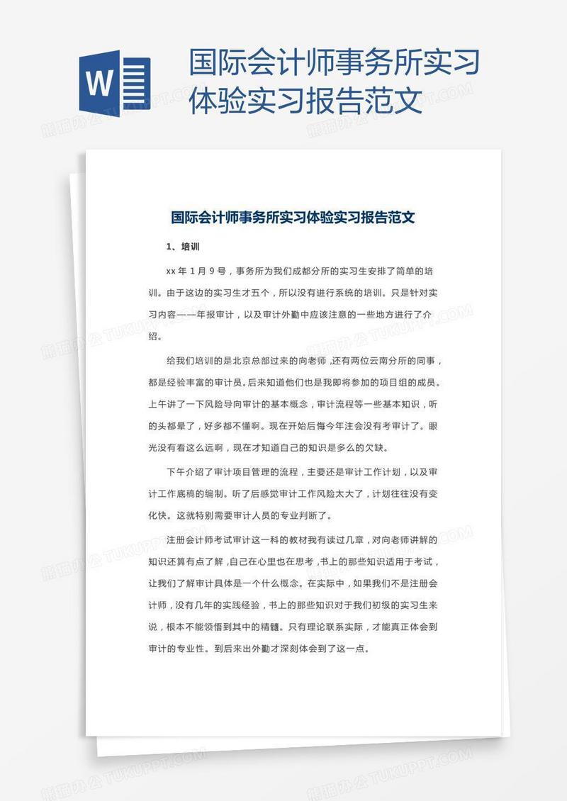 国际会计师事务所实习体验实习报告范文