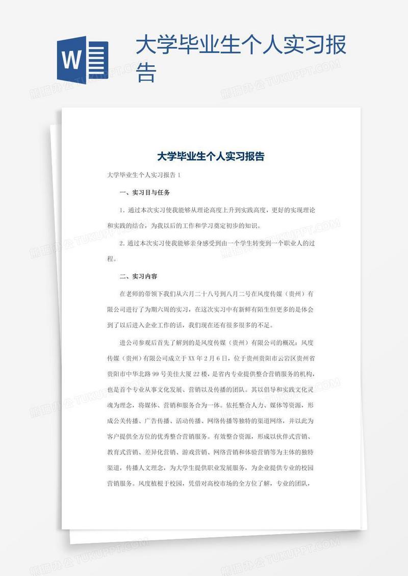 大学毕业生个人实习报告