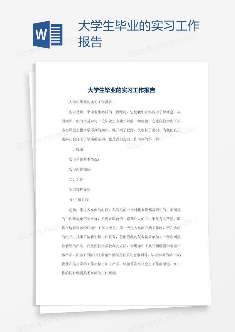 大学生毕业的实习工作报告