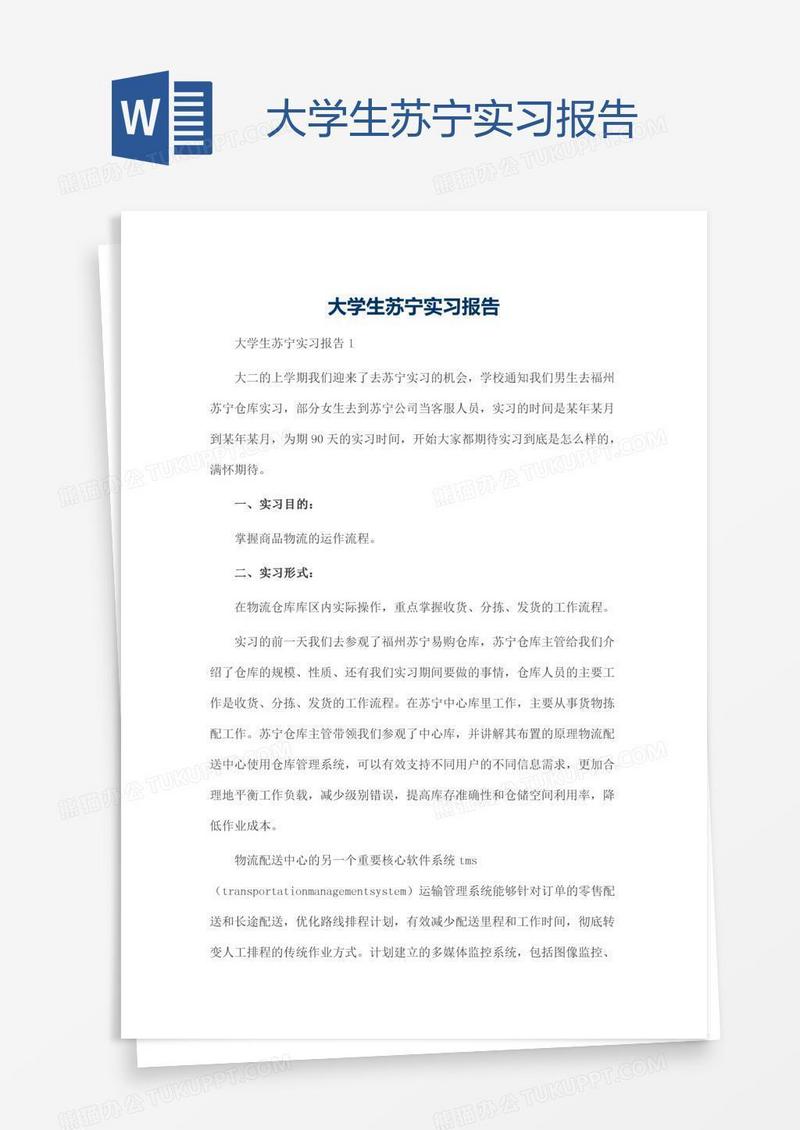 大学生苏宁实习报告