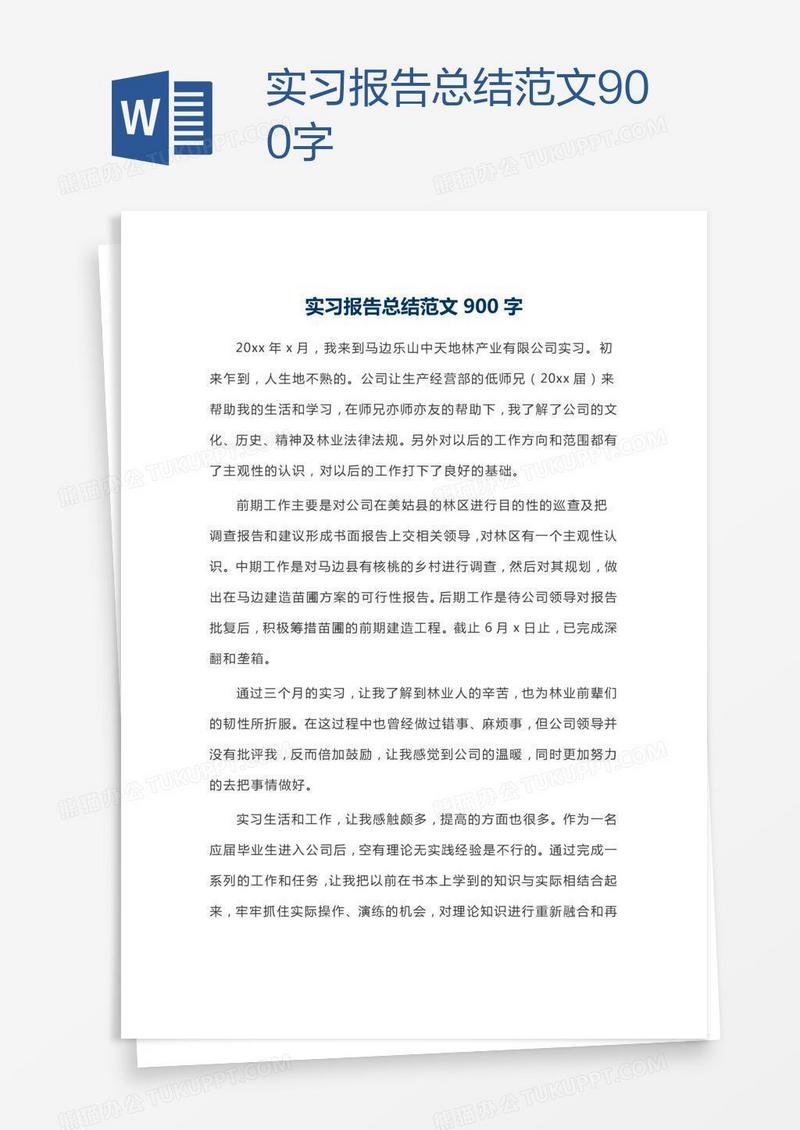 实习报告总结范文900字
